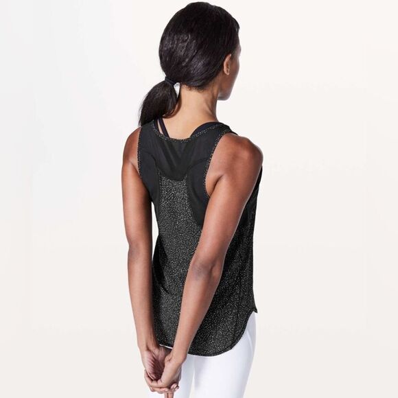 Lululemon Black Speckled Tank withMesh Detail size 6 - Picture 3 of 7